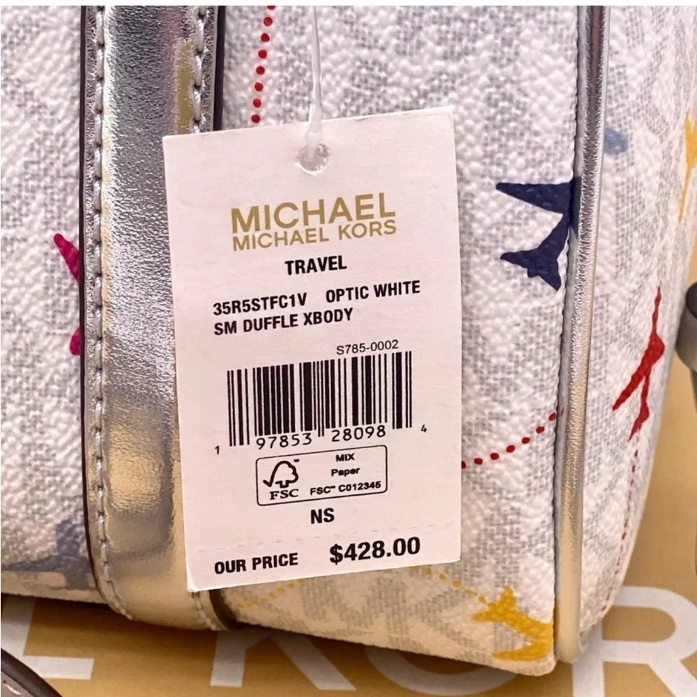 Michael Kors SM Satchel Crossbody Bag MK White Multi